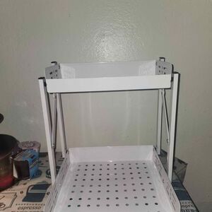 White 2-Tier Folding Metal Storage Rack
